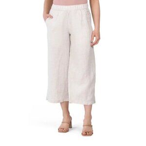 Cynthia Rowley 100% Linen Pull-on Wide Leg Cropped Pants